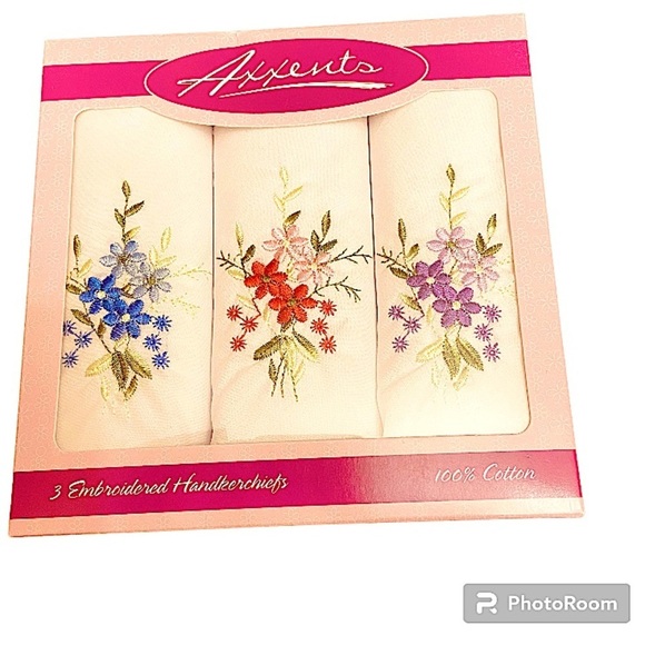 Axxents Fine Quality Soft 100% Cotton Retro Style Handkerchiefs Set. - Picture 1 of 2